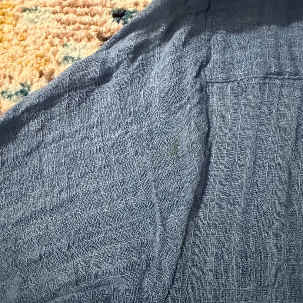 Free People Blue Button-Front Crochet Long-Sleeve Top - Picture 7 of 7